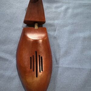 Brown Wooden Right Shoe Tree with Distinctive Accents and Ventilation Large